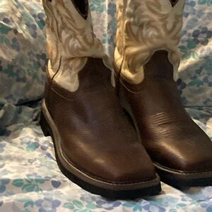 Justin Boots Brown and Cream Cowboy Western Boots